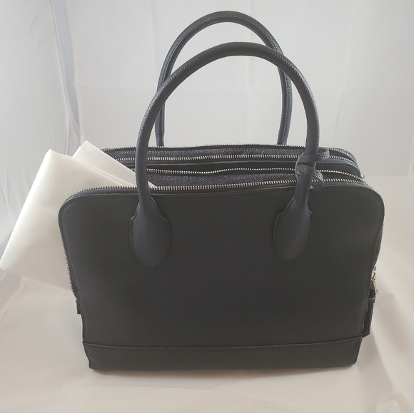 Navy blue leather satchel - Picture 4 of 6
